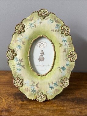 Tracy Porter Eden Oval Picture Frame Green Floral Gold Scroll Cottage Decor‎
